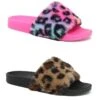 Faux Fur Slip On Sandals