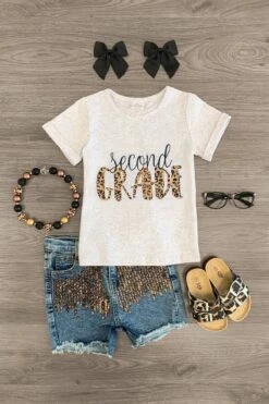 "First - Fifth Grade" Sequin Denim Short Set -Children's boutique clothing first fifth grade sequin denim short set outfit sparkle in pink 29216420954186