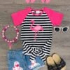 Flamingo Denim Short Set -Children's boutique clothing flamingo denim short set outfit sparkle in pink 13926035619914