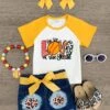 "For The Love Of The Game" Yellow Denim Short Set