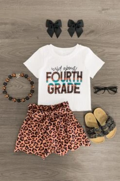 "Wild About Pre-K - 5th Grade" Leopard Short Set 16 "Wild About Pre-K - 5th Grade" Leopard Short Set -Children's boutique clothing fourth grade