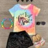"Free Spirit" Butterfly Tie Dye Sequin Short Set 2 "Free Spirit" Butterfly Tie Dye Sequin Short Set -Children's boutique clothing free spirit butterfly tie dye sequin short set outfit sparkle in pink 29149872455754