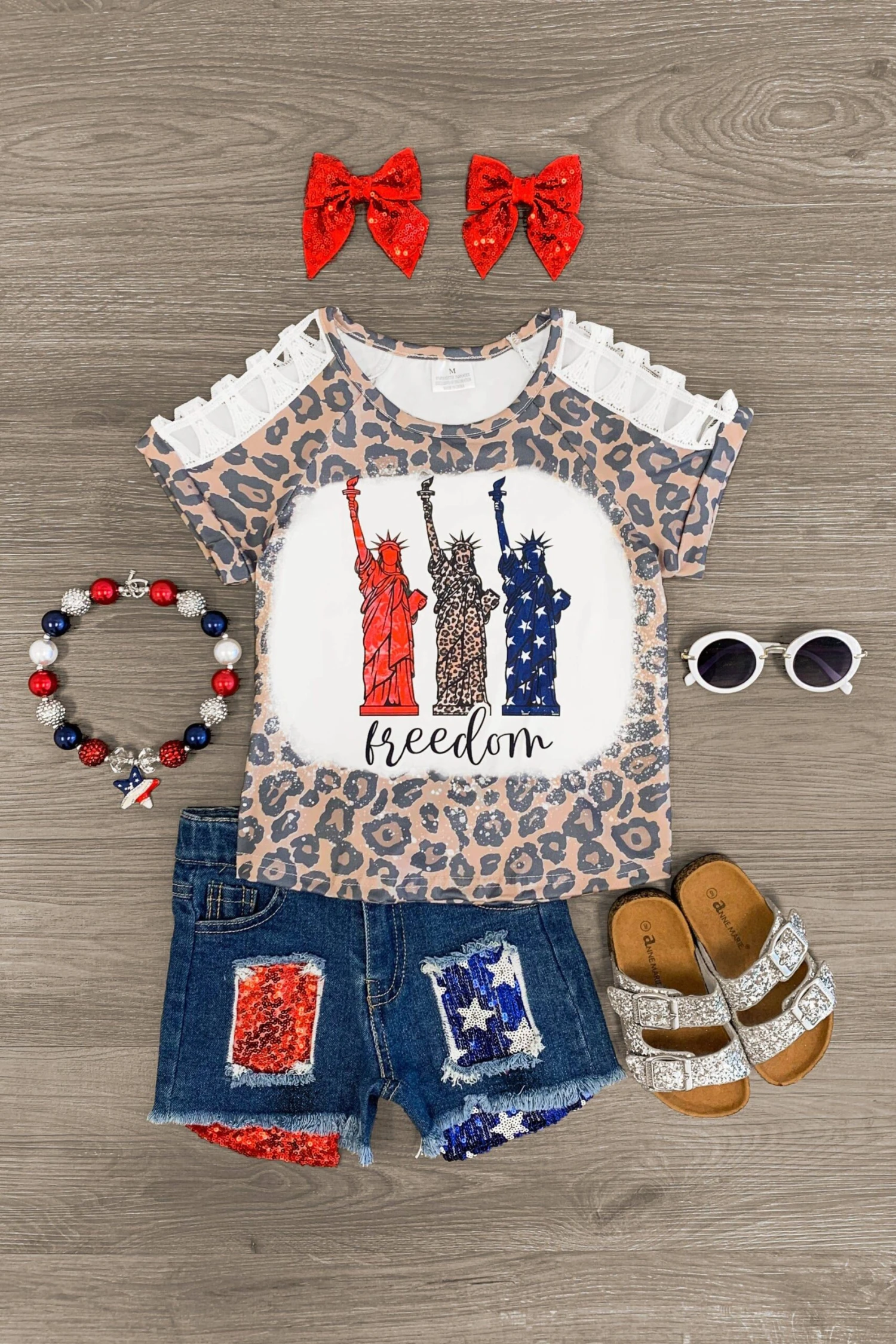 "Freedom" Statue Of Liberty Denim Short Set 3 "Freedom" Statue Of Liberty Denim Short Set