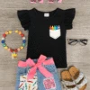 Got A Pocket Full Of Crayons Denim Short Set -Children's boutique clothing got a pocket full of crayons denim short set outfit sparkle in pink 29216280051786