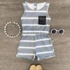 Gray & White Striped Black Sequin Romper -Children's boutique clothing gray white striped black sequin romper romper sparkle in pink 28613478383690