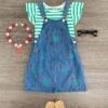 Green Dino Striped Jumper Dress Set -Children's boutique clothing green dino striped jumper dress set outfit sparkle in pink 29255566983242