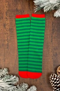 Green Elf Stripe Socks