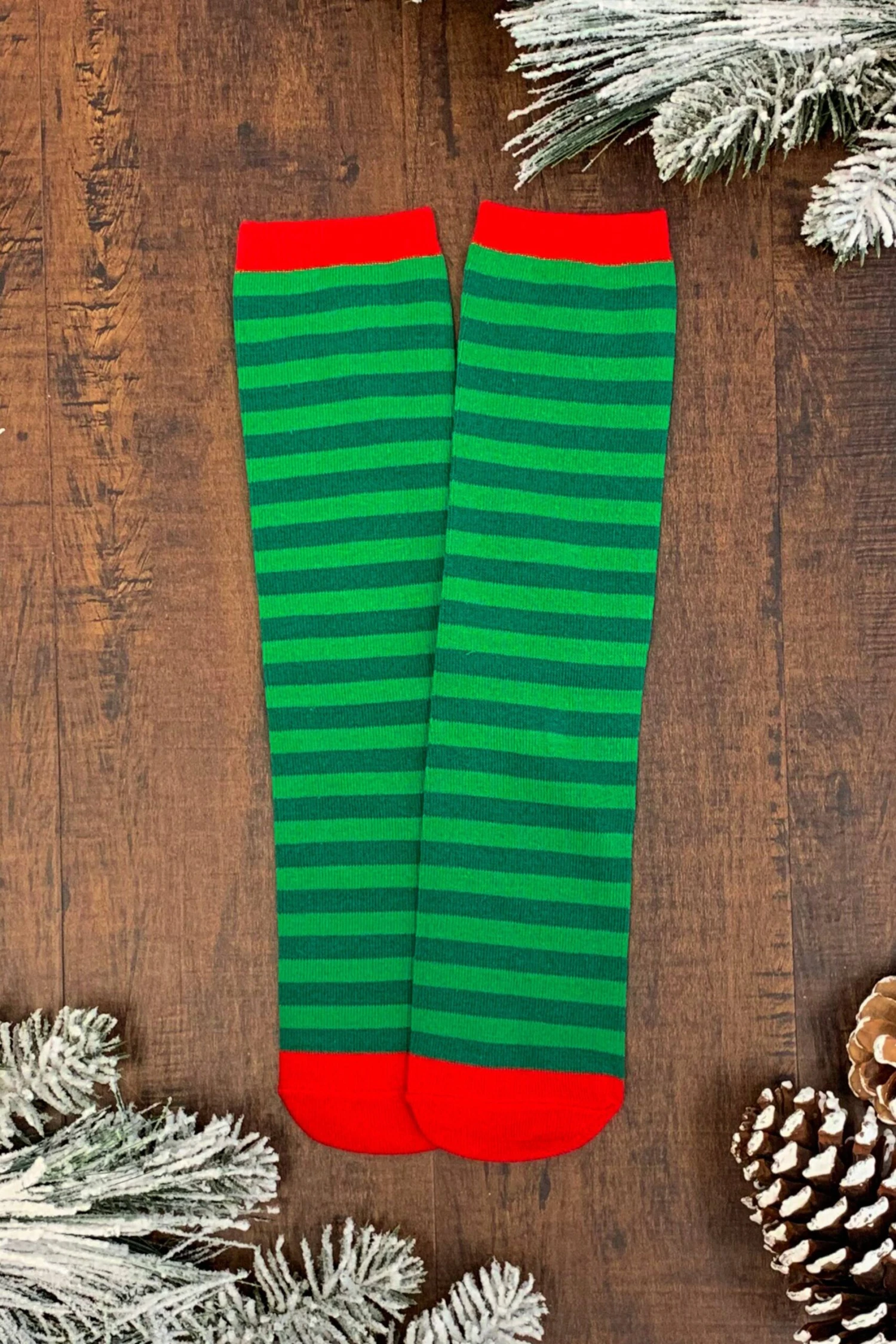 Green Elf Stripe Socks 3 Green Elf Stripe Socks