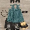 Green Leopard Sequin Distressed Denim Short Set -Children's boutique clothing green leopard sequin distressed denim short set outfit sparkle in pink 442692