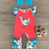Hawaiian Rooster Romper -Children's boutique clothing hawaiian rooster romper baby sparkle in pink 260715