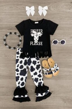 "Heifer Please" Cow Print Pant Set