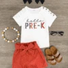 "Hello Pre-K - 6th Grade" Corduroy Short Set 1 "Hello Pre-K - 6th Grade" Corduroy Short Set -Children's boutique clothing hello pre k 6th grade corduroy short set outfit sparkle in pink 29197553598538