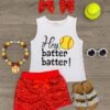 "Hey Batter Batter" Softball Sequin Short Set -Children's boutique clothing hey batter batter softball sequin short set outfit sparkle in pink 254985