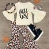 "I'm A Fall Kind Of Girl" Cheetah Bell Bottom Set -Children's boutique clothing i m a fall kind of girl cheetah bell bottom set outfit sparkle in pink 29341299343434