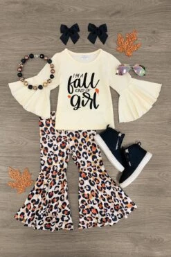 "I'm A Fall Kind Of Girl" Cheetah Bell Bottom Set