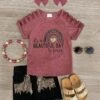 "It's A Beautiful Day To Learn" Denim Short Set -Children's boutique clothing it s a beautiful day to learn denim short set outfit sparkle in pink 29197700104266