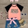 "Jesus Vibes" Coral Cheetah Distressed Short Set