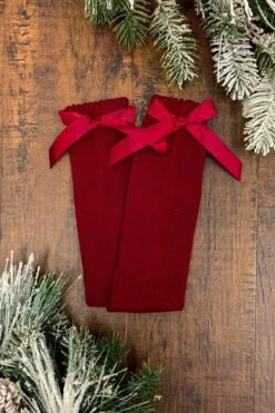 Knee High Bow Socks -Children's boutique clothing knee high bow socks many colors footwear sparkle in pink 13926776111178