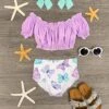Lavender Butterflies Short Sleeve Bikini -Children's boutique clothing lavender butterflies short sleeve bikini swimsuit sparkle in pink 28558525694026