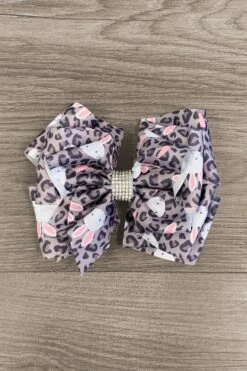 Leopard Bunny Rhinestone Bow