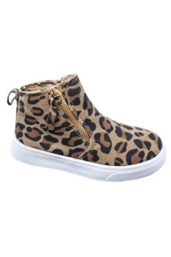 Patterned Sneaker Booties -Children's boutique clothing leopard sneaker booties footwear sparkle in pink 13998156120138