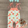 Mint & Pink Rose Tie Romper