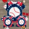 Mom & Me - Baseball Tie Dye Top -Children's boutique clothing mom me baseball tie dye top mom me sparkle in pink 493183