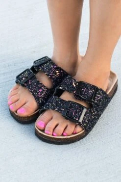 Mom & Me - Birkley Sandals -Children's boutique clothing mom me birkley glitter sandals black glitter mom me sparkle in pink 13925939347530