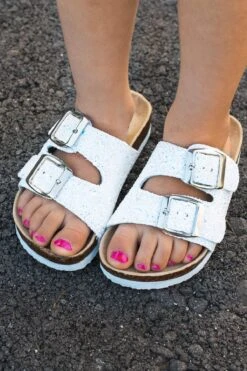 Mom & Me - Birkley Sandals -Children's boutique clothing mom me birkley glitter sandals white glitter footwear sparkle in pink 13925938298954 93a19e36 eb83 4796 9215 5b2174208e10