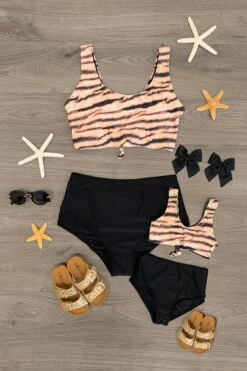 Mom & Me - Black & Tiger Striped Bikini