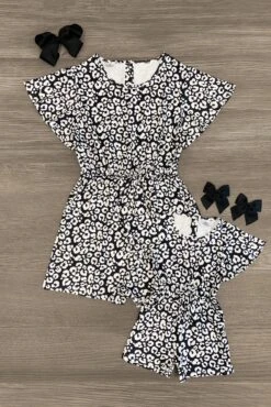 Mom & Me - Black & White Cheetah Romper