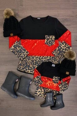 Mom & Me - Cheetah & Red Sequin Top