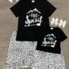 Mom & Me - "Free Spirit" Black & White Hi-Low Skirt Set -Children's boutique clothing mom me free spirit black white hi low skirt set mom me sparkle in pink 378984