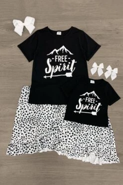 Mom & Me - "Free Spirit" Black & White Hi-Low Skirt Set