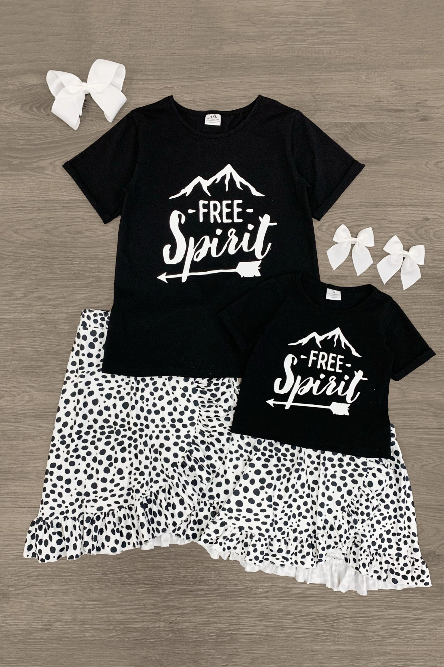 Mom & Me - "Free Spirit" Black & White Hi-Low Skirt Set 3 Mom & Me - "Free Spirit" Black & White Hi-Low Skirt Set