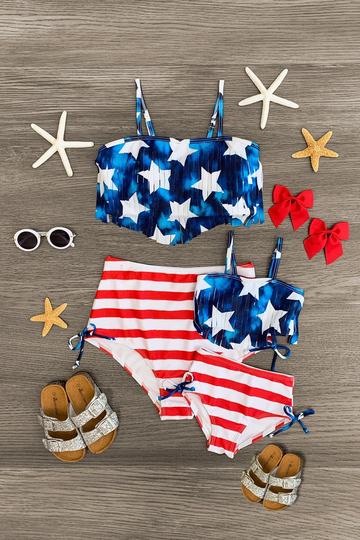 Mom & Me - Fringe Stars & Stripes Bikini 3 Mom & Me - Fringe Stars & Stripes Bikini