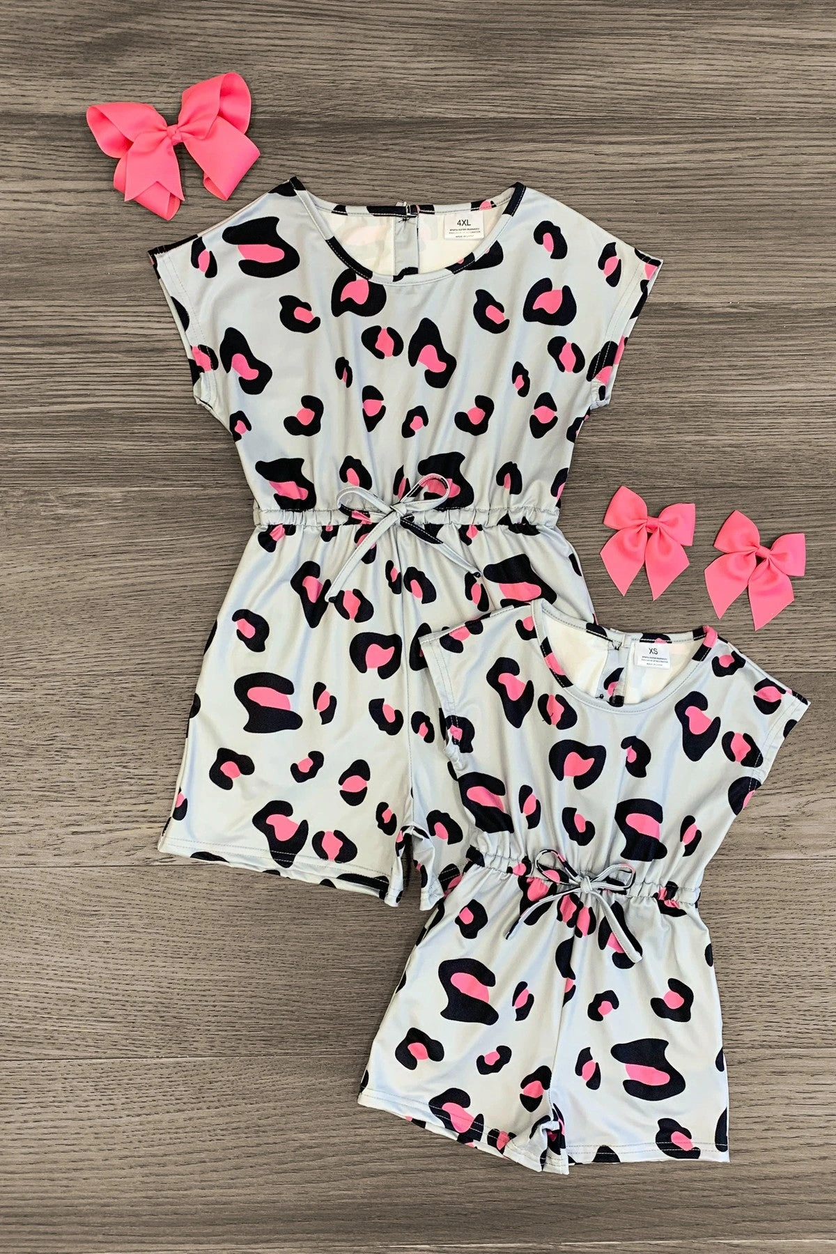 Mom & Me - Gray & Pink Cheetah Romper 3 Mom & Me - Gray & Pink Cheetah Romper