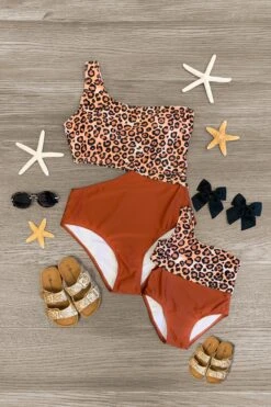 Mom & Me - Leopard One Shoulder Swimsuit