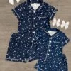 Mom & Me - Navy Blue Moons & Stars Pajamas -Children's boutique clothing mom me navy blue moons stars pajamas mom me sparkle in pink 616898