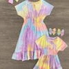 Mom & Me - Pastel Tie Dye Ruffle Dress -Children's boutique clothing mom me pastel tie dye ruffle dress mom me sparkle in pink 921759