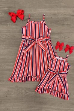 Mom & Me - Red White & Blue Striped Dress