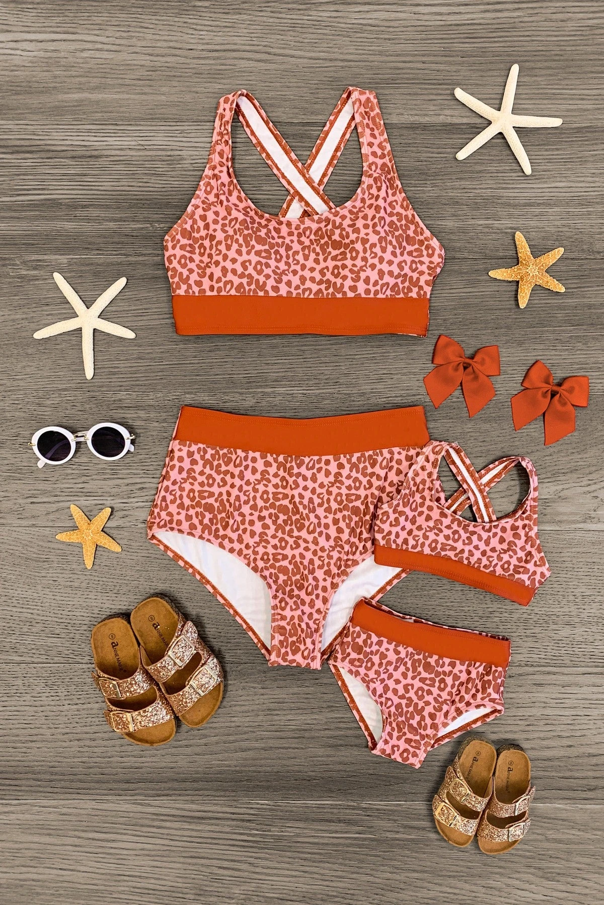 Mom & Me - Rust & Pink Cheetah Bikini 3 Mom & Me - Rust & Pink Cheetah Bikini