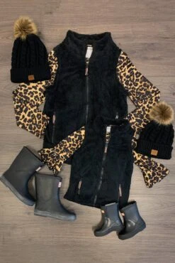 Mom & Me - Sherpa Vest - Black -Children's boutique clothing mom me sherpa vest black mom me sparkle in pink 13926650511434