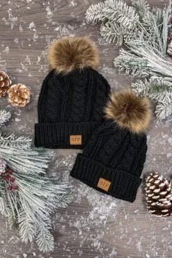 Mom & Me - SIP Colored Beanies -Children's boutique clothing mom me sparkle in pink beanie accessory sparkle in pink 28603642609738