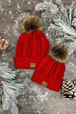 Mom & Me - SIP Colored Beanies -Children's boutique clothing mom me sparkle in pink beanies red accessory sparkle in pink 15250958385226 42873281 7b81 49ea 8327 4921b62fecf9