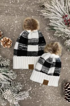 Mom & Me - SIP Plaid Beanies -Children's boutique clothing mom me sparkle in pink plaid beanies white accessory sparkle in pink 28603643985994 e4b66e66 b4b4 44a0 ad6a 23c86d5cfd68