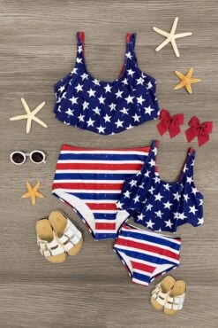 Mom & Me - Stars & Stripes Flounce Bikini
