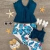 Mom & Me - Teal Ruffle Tropical Leaf Bikini 1 Mom & Me - Teal Ruffle Tropical Leaf Bikini -Children's boutique clothing mom me teal ruffle tropical leaf bikini mom me sparkle in pink 28647426555978