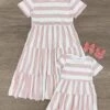 Mom & Me - Tiered Stripe Dress 2 Mom & Me - Tiered Stripe Dress -Children's boutique clothing mom me white blush stripe dress mom me sparkle in pink 394279 394f3124 ce18 40f8 8263 138700f8ce30