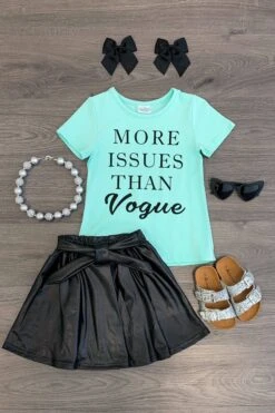 "More Issues Than Vogue" Pleather Skirt Set